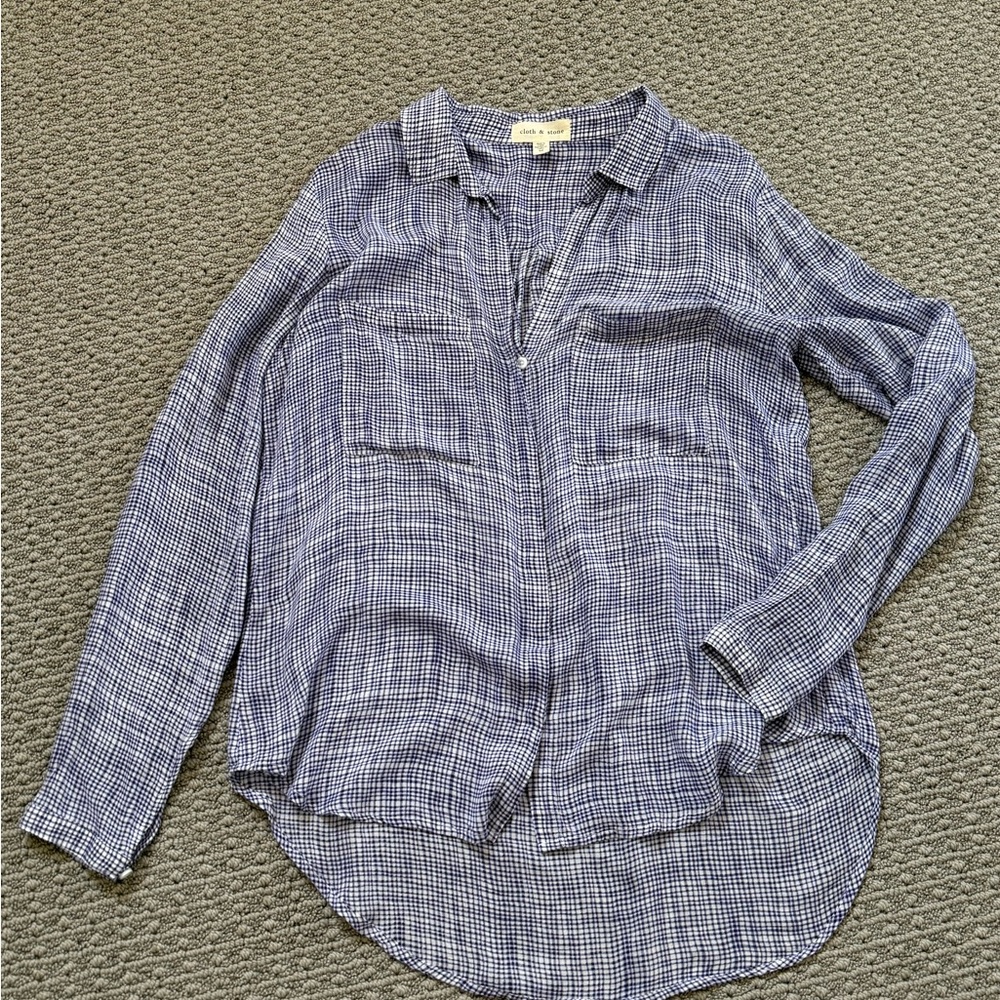 cloth & stone Blue Plaid Button-Down Shirt